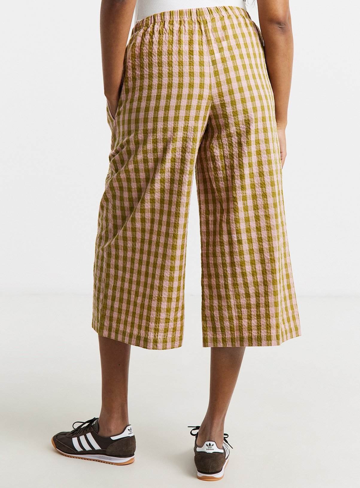 SIMPLY BE Brown & Pink Gingham Culottes 16 - Image 2 thumbnail